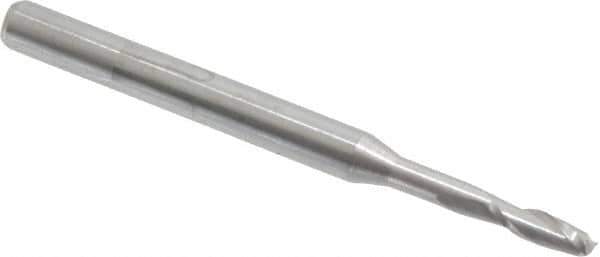 Accupro - 5/64", 1/4" LOC, 1/8" Shank Diam, 1-1/2" OAL, 2 Flute, Solid Carbide Square End Mill - Single End, Uncoated, Spiral Flute, 30° Helix, Centercutting, Right Hand Cut, Right Hand Flute - Eagle Tool & Supply