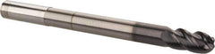 Accupro - 1/2" Diam, 1" LOC, 4 Flute Solid Carbide Ball End Mill - AlTiN Finish, Single End, 6" OAL, 1/2" Shank Diam, Spiral Flute - Eagle Tool & Supply