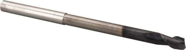 Accupro - 1/4", 1/2" LOC, 1/4" Shank Diam, 4" OAL, 2 Flute, Solid Carbide Square End Mill - Single End, AlTiN Finish, Spiral Flute, 40° Helix, Centercutting, Right Hand Cut, Right Hand Flute - Eagle Tool & Supply