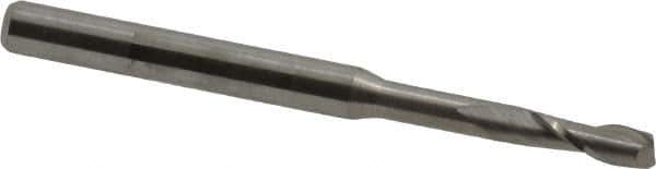 Accupro - 3/32", 9/32" LOC, 1/8" Shank Diam, 1-1/2" OAL, 2 Flute, Solid Carbide Square End Mill - Single End, Uncoated, Spiral Flute, 30° Helix, Centercutting, Right Hand Cut, Right Hand Flute - Eagle Tool & Supply