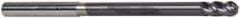 Accupro - 3/16" Diam, 3/8" LOC, 4 Flute Solid Carbide Ball End Mill - AlTiN Finish, Single End, 3" OAL, 3/16" Shank Diam, Spiral Flute - Eagle Tool & Supply