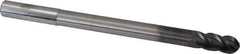 Accupro - 7/16" Diam, 1" LOC, 4 Flute Solid Carbide Ball End Mill - AlTiN Finish, Single End, 6" OAL, 7/16" Shank Diam, Spiral Flute - Eagle Tool & Supply