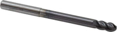 Accupro - 5/16" Diam, 5/8" LOC, 4 Flute Solid Carbide Ball End Mill - AlTiN Finish, Single End, 4" OAL, 5/16" Shank Diam, Spiral Flute - Eagle Tool & Supply