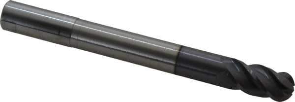 Accupro - 5/8" Diam, 1-1/4" LOC, 4 Flute Solid Carbide Ball End Mill - AlTiN Finish, Single End, 6" OAL, 5/8" Shank Diam, Spiral Flute - Eagle Tool & Supply