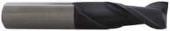 Accupro - 1/2", 1" LOC, 1/2" Shank Diam, 6" OAL, 2 Flute, Solid Carbide Square End Mill - Single End, AlTiN Finish, Spiral Flute, 40° Helix, Centercutting, Right Hand Cut, Right Hand Flute - Eagle Tool & Supply