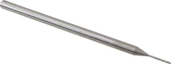 Accupro - 0.03" Diam, 0.15" LOC, 3 Flute Solid Carbide Ball End Mill - Uncoated, Single End, 2-1/2" OAL, 1/8" Shank Diam, Spiral Flute - Eagle Tool & Supply