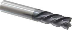 Accupro - 1/2", 1" LOC, 1/2" Shank Diam, 3" OAL, 4 Flute, Solid Carbide Square End Mill - Single End, AlTiN Finish, Spiral Flute, 40° Helix, Centercutting, Right Hand Cut, Left Hand Flute - Eagle Tool & Supply