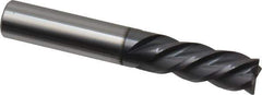 Accupro - 3/8", 7/8" LOC, 3/8" Shank Diam, 2-1/2" OAL, 4 Flute, Solid Carbide Square End Mill - Single End, AlTiN Finish, Spiral Flute, 40° Helix, Centercutting, Right Hand Cut, Left Hand Flute - Eagle Tool & Supply
