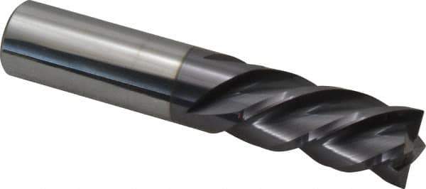 Accupro - 3/4", 1-1/2" LOC, 3/4" Shank Diam, 4" OAL, 4 Flute, Solid Carbide Square End Mill - Single End, AlTiN Finish, Spiral Flute, 40° Helix, Centercutting, Right Hand Cut, Left Hand Flute - Eagle Tool & Supply