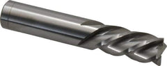Accupro - 5/8", 1-1/4" LOC, 5/8" Shank Diam, 3-1/2" OAL, 4 Flute, Solid Carbide Square End Mill - Single End, Uncoated, Spiral Flute, 40° Helix, Centercutting, Right Hand Cut, Left Hand Flute - Eagle Tool & Supply