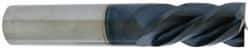 Accupro - 1/4", 3/4" LOC, 1/4" Shank Diam, 2-1/2" OAL, 4 Flute, Solid Carbide Square End Mill - Single End, AlTiN Finish, Spiral Flute, 40° Helix, Centercutting, Right Hand Cut, Left Hand Flute - Eagle Tool & Supply