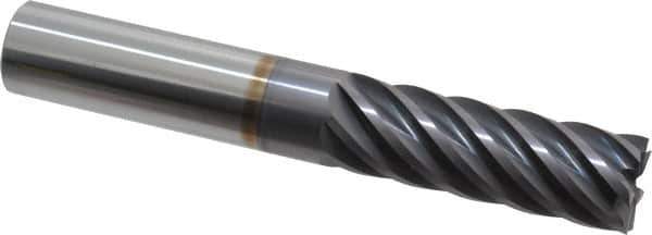 Accupro - 3/4", 2-1/4" LOC, 3/4" Shank Diam, 5" OAL, 7 Flute, Solid Carbide Square End Mill - Single End, AlTiN Finish, Spiral Flute, 37.50° Helix, Centercutting, Right Hand Cut, Right Hand Flute - Eagle Tool & Supply