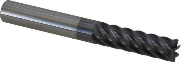 Accupro - 3/8", 1-1/4" LOC, 3/8" Shank Diam, 3" OAL, 7 Flute, Solid Carbide Square End Mill - Single End, AlTiN Finish, Spiral Flute, 37.50° Helix, Centercutting, Right Hand Cut, Right Hand Flute - Eagle Tool & Supply