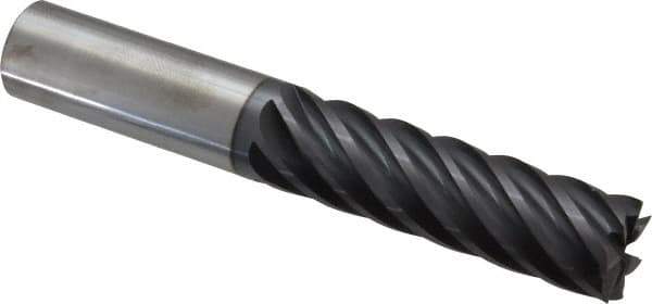 Accupro - 5/8", 2-1/8" LOC, 5/8" Shank Diam, 4" OAL, 7 Flute, Solid Carbide Square End Mill - Single End, AlTiN Finish, Spiral Flute, 37.50° Helix, Centercutting, Right Hand Cut, Right Hand Flute - Eagle Tool & Supply
