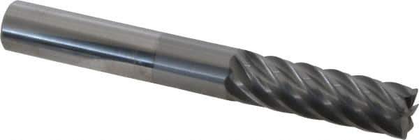 Accupro - 1/2", 7 Flute, Single End, Solid Carbide, 0.02" Corner Radius End Mill - 4" OAL, 37° Helix, Right Hand Flute, 1-5/8" LOC, Right Hand Cut - Eagle Tool & Supply