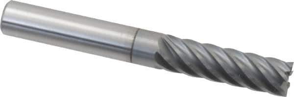 Accupro - 3/8", 1-1/4" LOC, 3/8" Shank Diam, 3" OAL, 7 Flute, Solid Carbide Square End Mill - Single End, nACRo Finish, Spiral Flute, 37.50° Helix, Centercutting, Right Hand Cut, Right Hand Flute - Eagle Tool & Supply