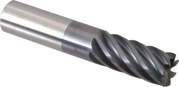 Accupro - 3/4", 7 Flute, Single End, Solid Carbide, 0.03" Corner Radius End Mill - 4" OAL, 37° Helix, Right Hand Flute, 1-5/8" LOC, Right Hand Cut - Eagle Tool & Supply