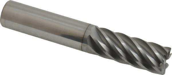 Accupro - 1/2", 7 Flute, Single End, Solid Carbide, 0.02" Corner Radius End Mill - 3" OAL, 37° Helix, Right Hand Flute, 1-1/4" LOC, Right Hand Cut - Eagle Tool & Supply
