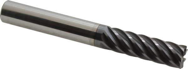 Accupro - 1/2", 7 Flute, Single End, Solid Carbide, 0.02" Corner Radius End Mill - 4" OAL, 37° Helix, Right Hand Flute, 1-5/8" LOC, Right Hand Cut - Eagle Tool & Supply