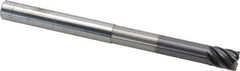 Accupro - 1/2", 7 Flute, Single End, Solid Carbide, 0.03" Corner Radius End Mill - 6" OAL, 38° Helix, Right Hand Flute, 5/8" LOC, Right Hand Cut, 3-1/8" Extended Reach - Eagle Tool & Supply