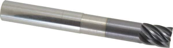 Accupro - 3/4", 7 Flute, Single End, Solid Carbide, 0.03" Corner Radius End Mill - 6" OAL, 38° Helix, Right Hand Flute, 1" LOC, Right Hand Cut, 3-1/8" Extended Reach - Eagle Tool & Supply