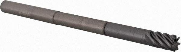 Accupro - 3/8", 1/2" LOC, 3/8" Shank Diam, 6" OAL, 7 Flute, Solid Carbide Square End Mill - Single End, nACRo Finish, Spiral Flute, 37.50° Helix, Centercutting, Right Hand Cut, Right Hand Flute - Eagle Tool & Supply