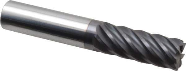 Accupro - 1/2", 7 Flute, Single End, Solid Carbide, 0.03" Corner Radius End Mill - 3" OAL, 37° Helix, Right Hand Flute, 1-1/4" LOC, Right Hand Cut - Eagle Tool & Supply
