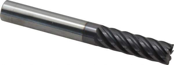 Accupro - 1/2", 7 Flute, Single End, Solid Carbide, 0.03" Corner Radius End Mill - 4" OAL, 37° Helix, Right Hand Flute, 1-5/8" LOC, Right Hand Cut - Eagle Tool & Supply