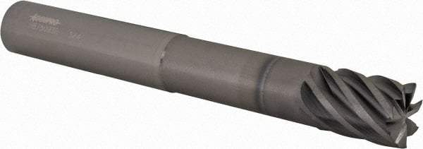 Accupro - 3/4", 1" LOC, 3/4" Shank Diam, 6" OAL, 7 Flute, Solid Carbide Square End Mill - Single End, nACRo Finish, Spiral Flute, 37.50° Helix, Centercutting, Right Hand Cut, Right Hand Flute - Eagle Tool & Supply