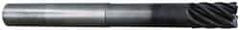 Accupro - 3/8", 7 Flute, Single End, Solid Carbide, 0.03" Corner Radius End Mill - 6" OAL, 38° Helix, Right Hand Flute, 1/2" LOC, Right Hand Cut, 3-1/8" Extended Reach - Eagle Tool & Supply