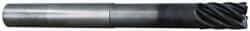 Accupro - 3/8", 7 Flute, Single End, Solid Carbide, 0.03" Corner Radius End Mill - 6" OAL, 38° Helix, Right Hand Flute, 1/2" LOC, Right Hand Cut, 3-1/8" Extended Reach - Eagle Tool & Supply