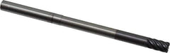 Accupro - 1/4", 7 Flute, Single End, Solid Carbide, 0.02" Corner Radius End Mill - 4" OAL, 38° Helix, Right Hand Flute, 3/8" LOC, Right Hand Cut, 2-1/2" Extended Reach - Eagle Tool & Supply