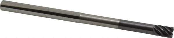Accupro - 3/8", 7 Flute, Single End, Solid Carbide, 0.02" Corner Radius End Mill - 6" OAL, 38° Helix, Right Hand Flute, 1/2" LOC, Right Hand Cut, 3-1/8" Extended Reach - Eagle Tool & Supply