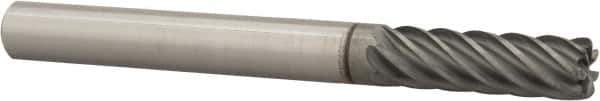 Accupro - 1/4", 7 Flute, Single End, Solid Carbide, 0.03" Corner Radius End Mill - 2-1/2" OAL, 37° Helix, Right Hand Flute, 3/4" LOC, Right Hand Cut - Eagle Tool & Supply