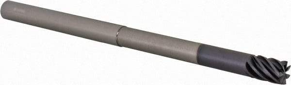 Accupro - 3/8", 1/2" LOC, 3/8" Shank Diam, 6" OAL, 7 Flute, Solid Carbide Square End Mill - Single End, AlTiN Finish, Spiral Flute, 37.50° Helix, Centercutting, Right Hand Cut, Right Hand Flute - Eagle Tool & Supply