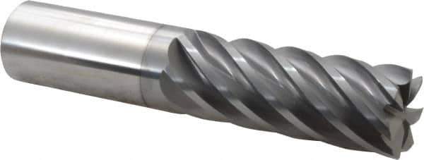 Accupro - 1", 7 Flute, Single End, Solid Carbide, 0.03" Corner Radius End Mill - 5" OAL, 37° Helix, Right Hand Flute, 2-5/8" LOC, Right Hand Cut - Eagle Tool & Supply