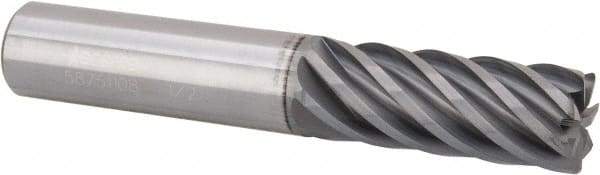 Accupro - 1/2", 7 Flute, Single End, Solid Carbide, 0.03" Corner Radius End Mill - 3" OAL, 37° Helix, Right Hand Flute, 1-1/4" LOC, Right Hand Cut - Eagle Tool & Supply