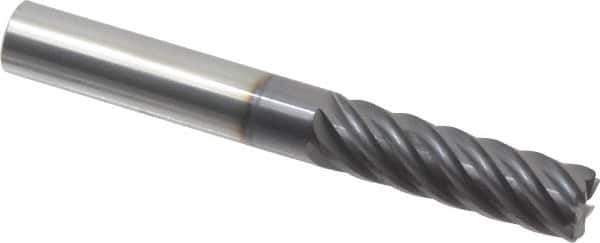 Accupro - 3/8", 7 Flute, Single End, Solid Carbide, 0.03" Corner Radius End Mill - 3" OAL, 37° Helix, Right Hand Flute, 1-1/4" LOC, Right Hand Cut - Eagle Tool & Supply