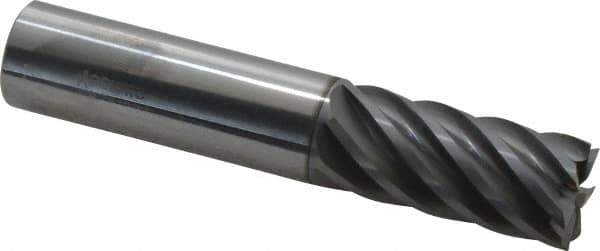 Accupro - 3/4", 1-5/8" LOC, 3/4" Shank Diam, 4" OAL, 7 Flute, Solid Carbide Square End Mill - Single End, nACRo Finish, Spiral Flute, 37.50° Helix, Centercutting, Right Hand Cut, Right Hand Flute - Eagle Tool & Supply