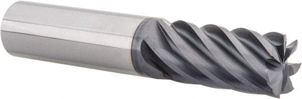 Accupro - 3/4", 1-5/8" LOC, 3/4" Shank Diam, 4" OAL, 7 Flute, Solid Carbide Square End Mill - Single End, AlTiN Finish, Spiral Flute, 37.50° Helix, Centercutting, Right Hand Cut, Right Hand Flute - Eagle Tool & Supply