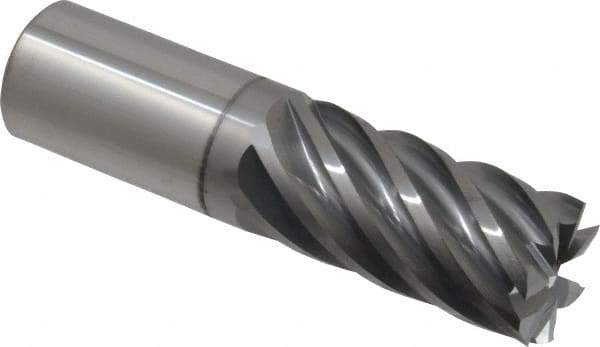 Accupro - 1", 2" LOC, 1" Shank Diam, 4" OAL, 7 Flute, Solid Carbide Square End Mill - Single End, nACRo Finish, Spiral Flute, 37.50° Helix, Centercutting, Right Hand Cut, Right Hand Flute - Eagle Tool & Supply