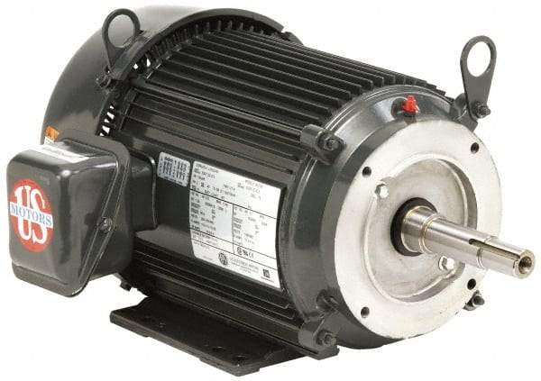 US Motors - 1/3 hp, TEFC Enclosure, No Thermal Protection, 3,500 RPM, 208-230/460 Volt, 60 Hz, Three Phase Standard Efficient Motor - Size 56 Frame, C-Face Mount, 1 Speed, Ball Bearings, 1.5-1.4/0.7 Full Load Amps, F Class Insulation, Reversible - Eagle Tool & Supply