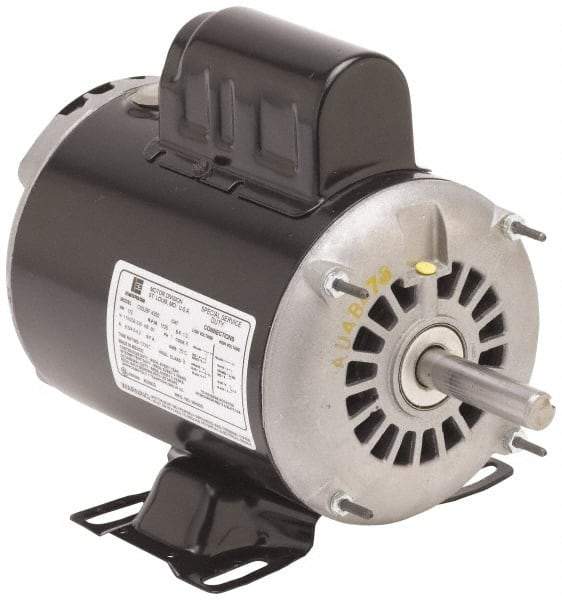 US Motors - 5 hp, ODP Enclosure, No Thermal Protection, 1,740 RPM, 230 Volt, 60 Hz, Single Phase Permanent Split Capacitor (PSC) Motor - Size 215 Frame, Rigid Mount, 1 Speed, Ball Bearings, 22 Full Load Amps, F Class Insulation - Eagle Tool & Supply