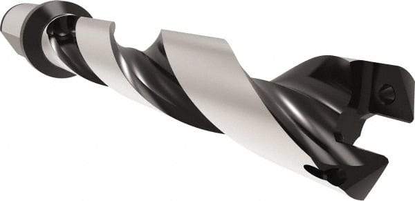 Allied Machine and Engineering - Series 26, 26 to 28.99mm Diam, 32mm Diam Straight Shank with Flange, Helical Flute Spade Drill - 145mm Max Depth, 186.1mm Body Length, 246.1mm OAL, Standard Length, Through Coolant - Eagle Tool & Supply