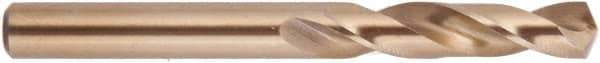 National Twist Drill - 0.332" 135° Spiral Flute Cobalt Screw Machine Drill Bit - Gold Finish Finish, Right Hand Cut, 1-11/16" Flute Length, 3" OAL, Split Point, Straight Shank - Eagle Tool & Supply