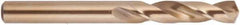 National Twist Drill - 0.332" 135° Spiral Flute Cobalt Screw Machine Drill Bit - Gold Finish Finish, Right Hand Cut, 1-11/16" Flute Length, 3" OAL, Split Point, Straight Shank - Eagle Tool & Supply