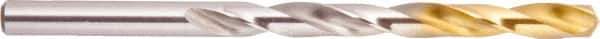 National Twist Drill - Letter J 135° High Speed Steel Jobber Drill - TiN Finish, Right Hand Cut, Spiral Flute, Straight Shank, 4-1/8" OAL, Split Point - Eagle Tool & Supply