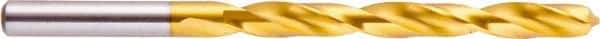 National Twist Drill - 13/32" 118° High Speed Steel Jobber Drill - TiN Finish, Right Hand Cut, Spiral Flute, Straight Shank, 5-1/4" OAL - Eagle Tool & Supply