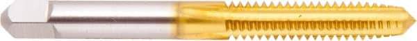 Regal Cutting Tools - #8-36 UNF 2B 4 Flute TiN Finish High Speed Steel Straight Flute Standard Hand Tap - Plug, Right Hand Thread, 2-1/8" OAL, 3/4" Thread Length, H2 Limit, Oversize - Eagle Tool & Supply