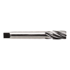 Regal Cutting Tools - 1/4-18 NPTF, 4 Flutes, Taper Chamfer, Bright Finish, High Speed Steel, Spiral Flute Pipe Tap - Right Hand Flute, 9/16" Shank Diam, 15/16" Thread Length, 3/8" Square Size, - Eagle Tool & Supply